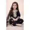 Shop Black Pure Crepe Kids Girls Party Wear Suit - 219532