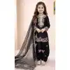 Shop Black Pure Crepe Kids Girls Party Wear Suit - 219532