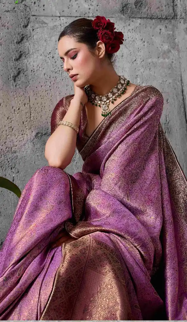 Royal Purple Kanjivaram Silk Work  Traditional Wear Saree - 219565