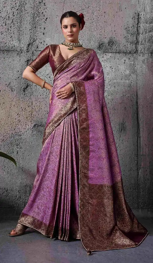 Royal Purple Kanjivaram Silk Work  Traditional Wear Saree - 219565