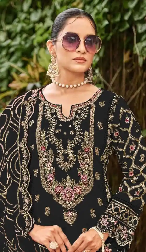 Black Georgette Designer Pakistani Suit - 219583