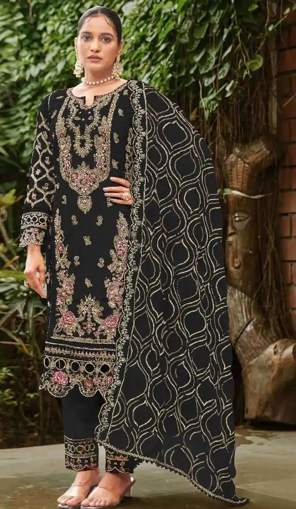 Black Georgette Designer Pakistani Suit - 219583