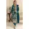 Teal Silk Zari Work Party Wear Suit - 219586