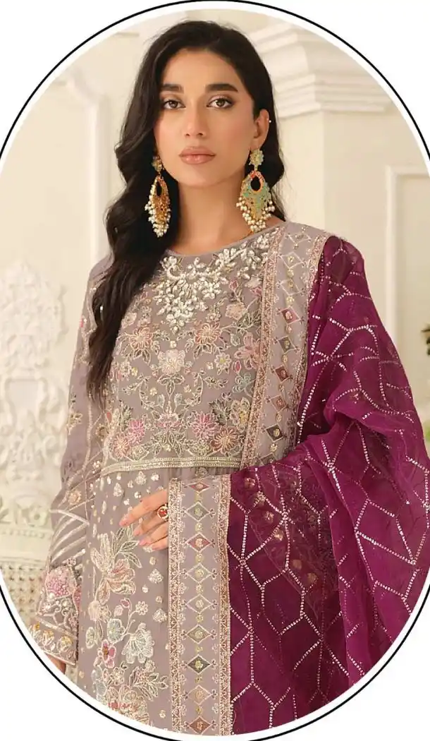 Magenta Embroidery Zari Work Suit - 219589