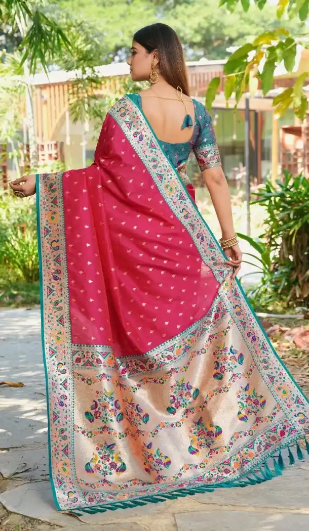 Dark Pink Soft Silk Meenakari Party Wear Saree - 219600