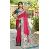 Dark Pink Soft Silk Zari Woven Plus Size Saree - 219600