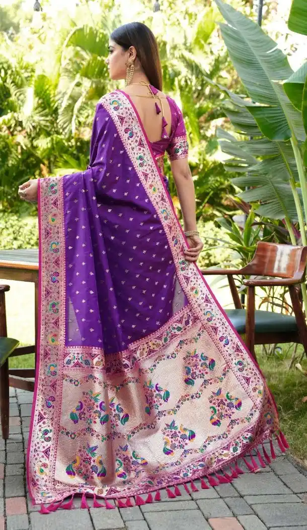 Purple Soft Silk Gold Zari Woven Party Wear Saree - 219601