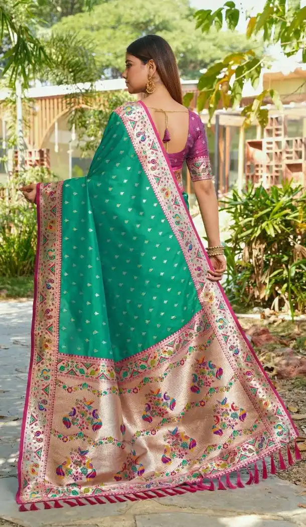 Rama Green Soft Silk Zari Woven Party Wear Saree - 219603