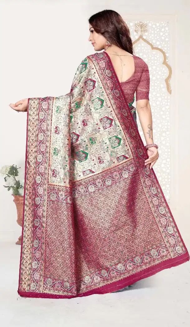 Multi Color Kanjivaram Silk Weaving Saree - 219640