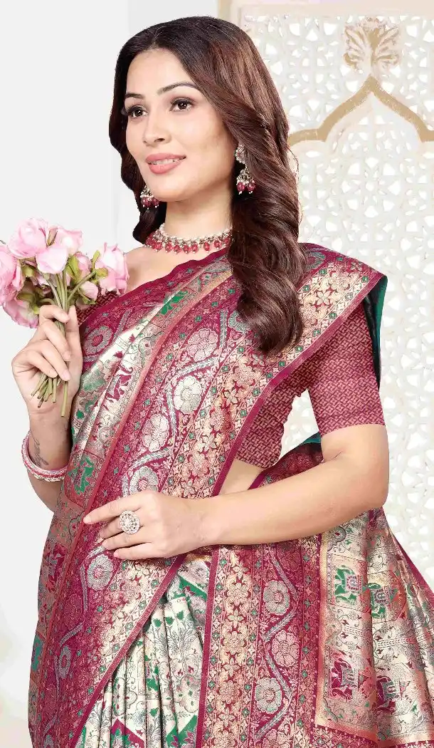 Multi Color Kanjivaram Silk Weaving Saree - 219640