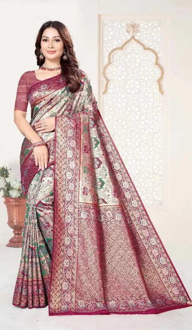 Multi Color Kanjivaram Silk Weaving Saree - 219640