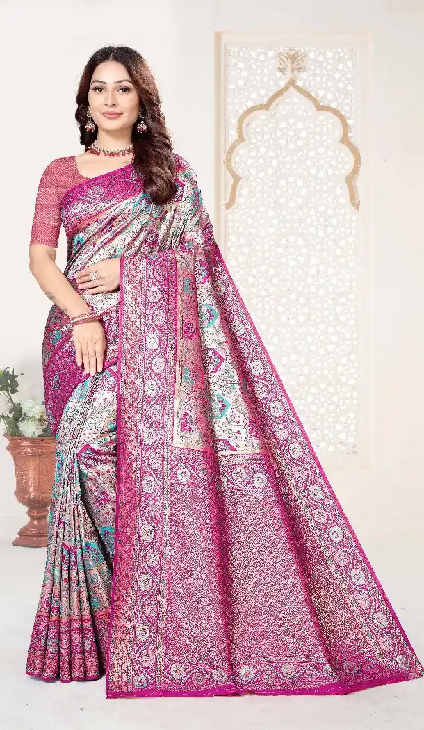 Multi Color Kanjivaram Silk Zari Work Saree - 219643