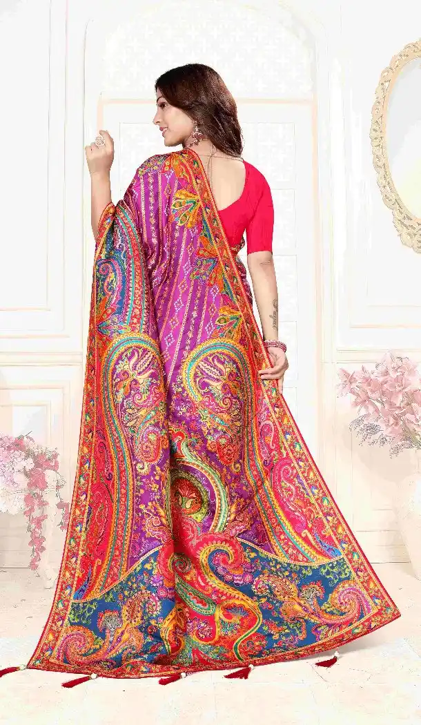 Royal Purple Pure Viscose Silk Work Designer Saree - 219647