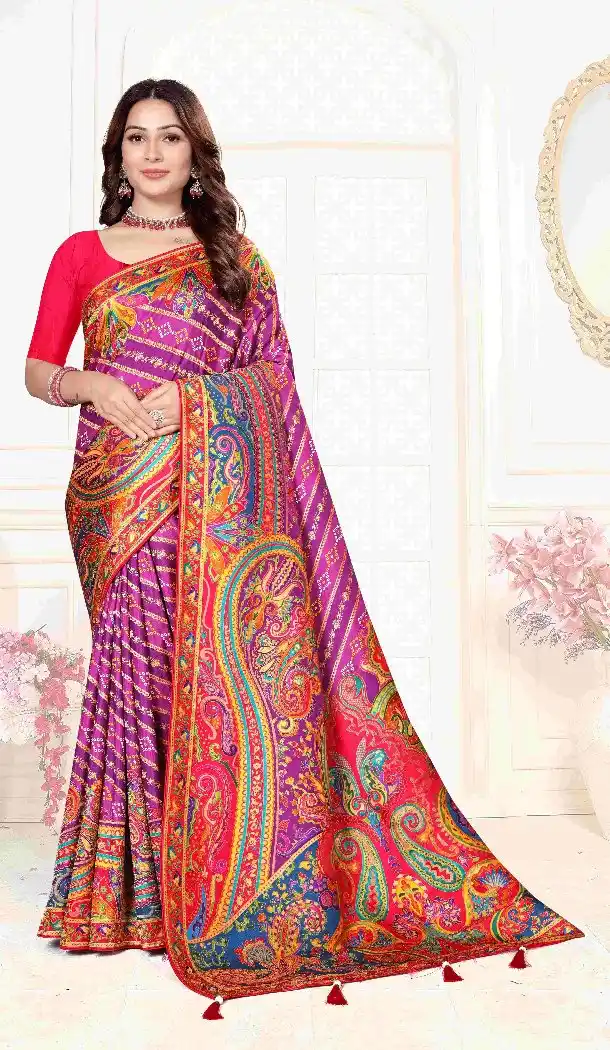 Royal Purple Pure Viscose Silk Work Designer Saree - 219647