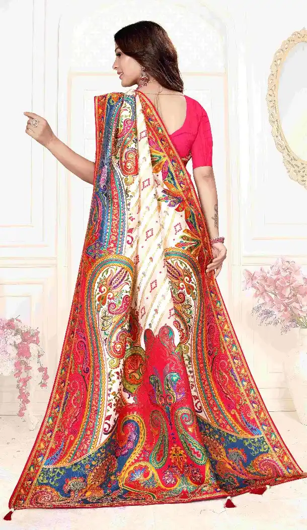 White Pure Viscose Silk Elegant Designer Saree - 219648