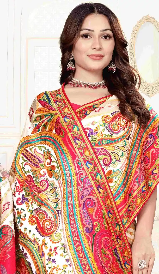 White Pure Viscose Silk Elegant Designer Saree - 219648
