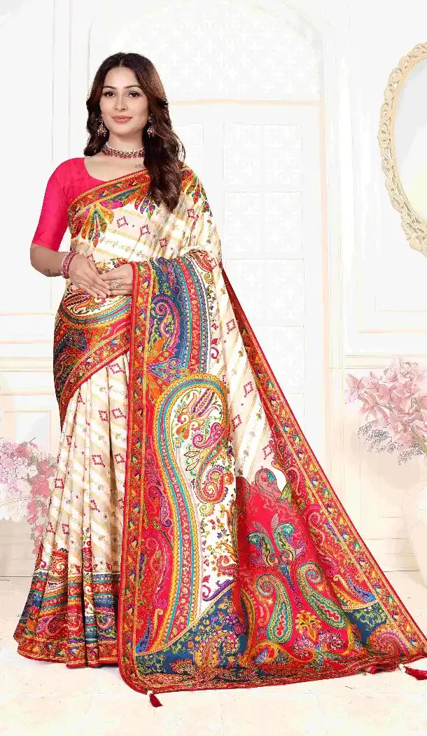 White Pure Viscose Silk Elegant Designer Saree - 219648