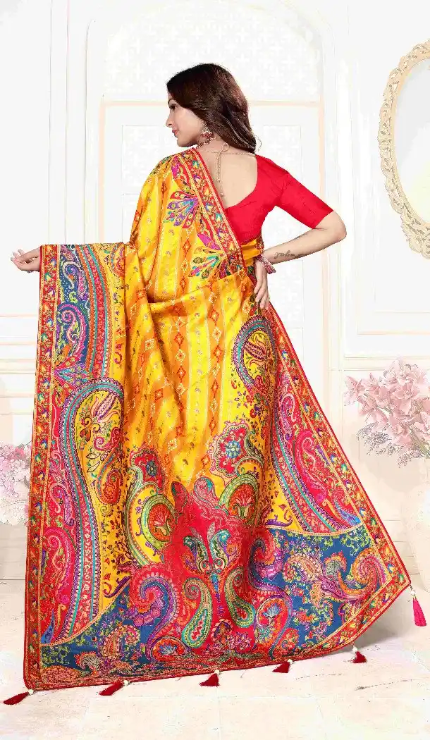 Yellow Pure Viscose Silk Zari Work Saree - 219649
