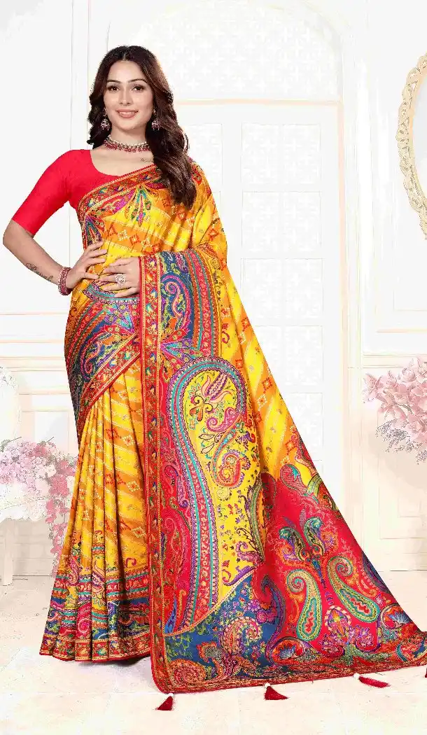 Yellow Pure Viscose Silk Zari Work Saree - 219649
