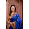 Shop Blue Soft Silk Zari Work Plus Size Party Wear Saree - 219650