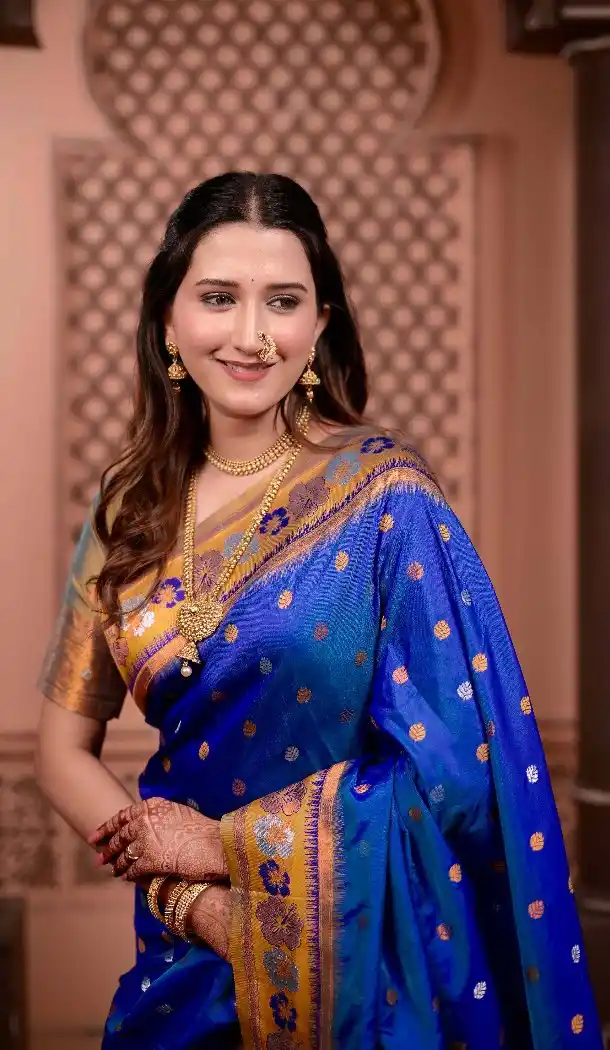 Elegant Blue Soft Silk Party Wear Saree with Zari Work - 219650