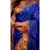 Shop Blue Soft Silk Zari Work Plus Size Party Wear Saree - 219650