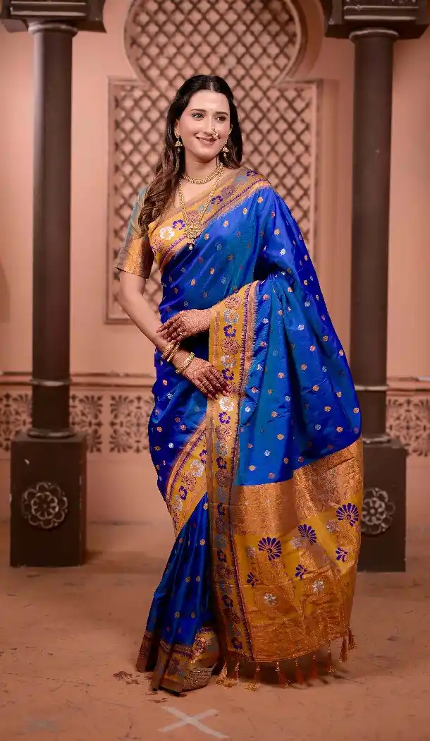 Elegant Blue Soft Silk Party Wear Saree with Zari Work - 219650