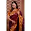 Maroon Soft Silk Zari Woven Work Plus Size Saree - 219652