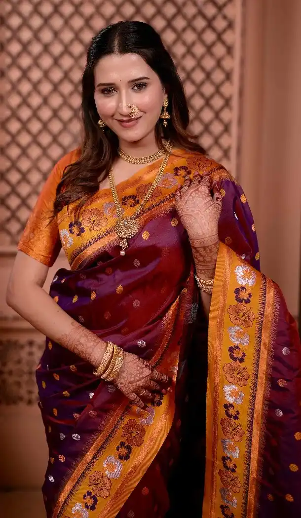 Maroon Soft Silk Designer Party Wear Saree with Zari Work - 219652