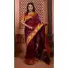 Maroon Soft Silk Zari Woven Work Plus Size Saree - 219652