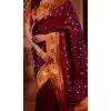 Maroon Soft Silk Zari Woven Work Plus Size Saree - 219652