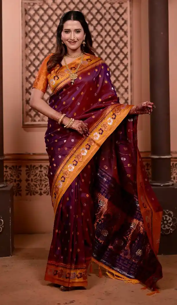 Maroon Soft Silk Designer Party Wear Saree with Zari Work - 219652