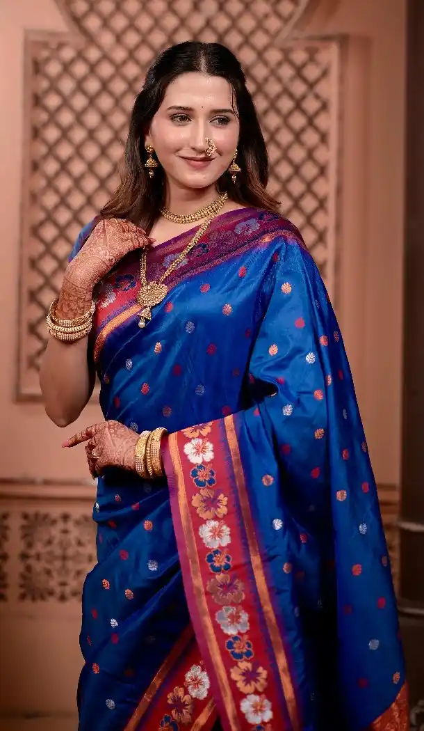 Royal Blue Soft Silk Zari Woven Party Wear Saree - 219653