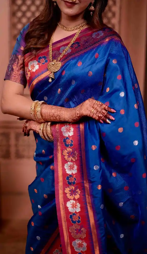 Royal Blue Soft Silk Zari Woven Party Wear Saree - 219653