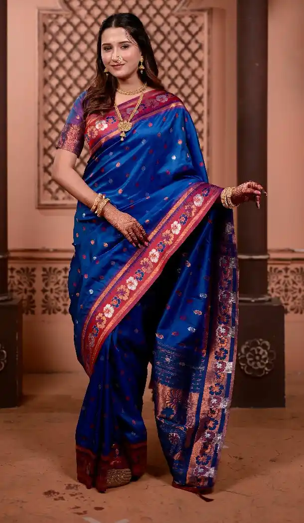 Royal Blue Soft Silk Zari Woven Party Wear Saree - 219653