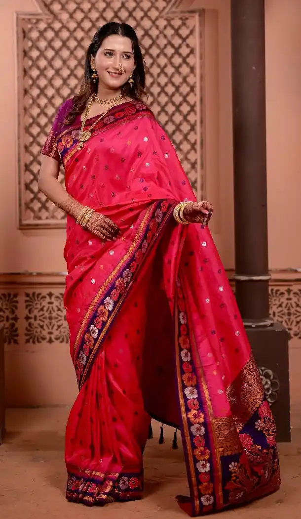 Pink Soft Silk Party Wear Saree with Woven Work - 219654