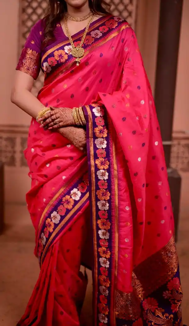 Pink Soft Silk Party Wear Saree with Woven Work - 219654