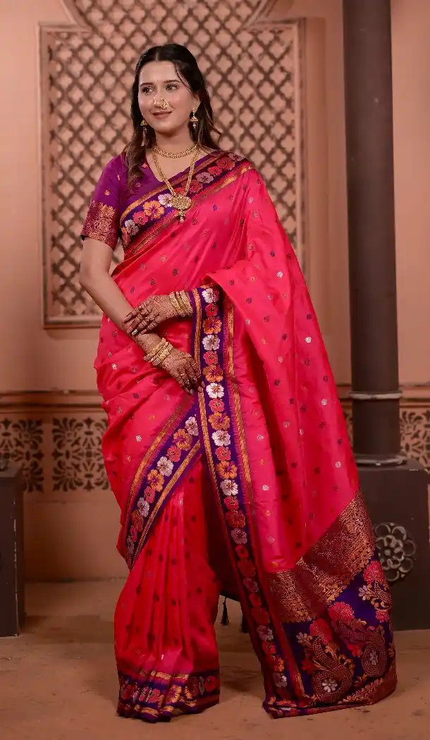 Pink Soft Silk Party Wear Saree with Woven Work - 219654