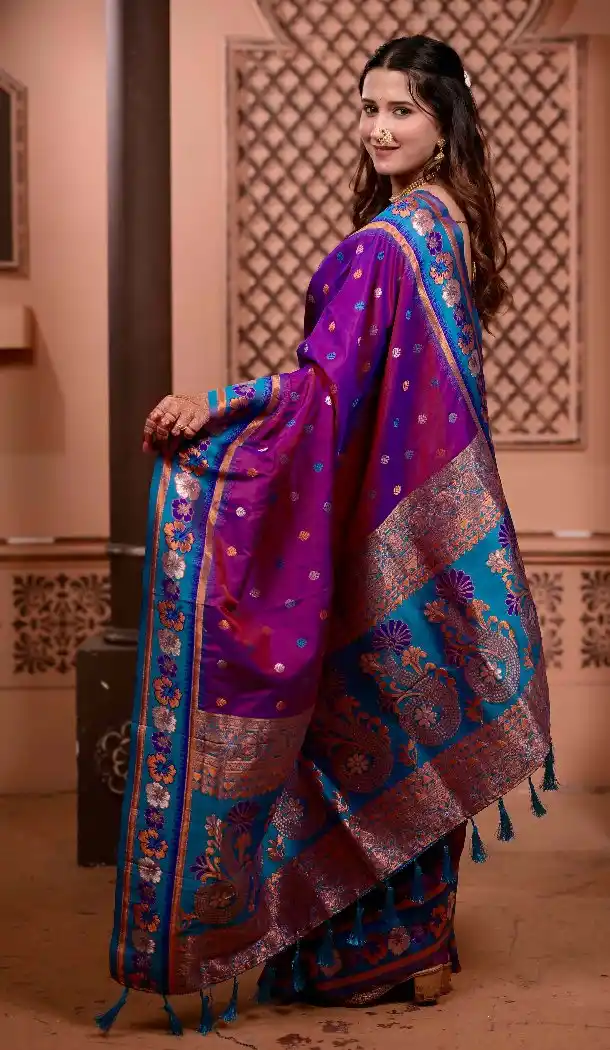 Purple Soft Silk Zari Work Party Wear Saree - 219655