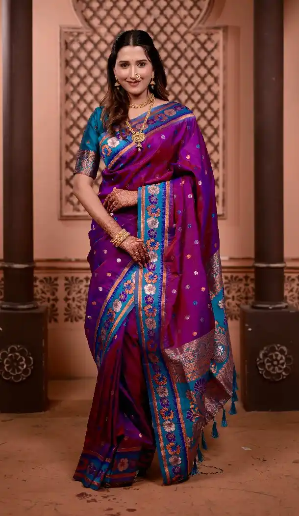 Purple Soft Silk Zari Work Party Wear Saree - 219655