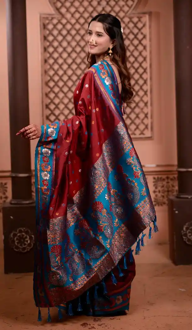 Red Soft Silk Woven Design Party Wear Saree - 219656