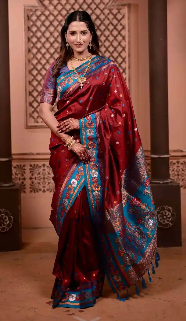 Red Soft Silk Woven Design Party Wear Saree - 219656