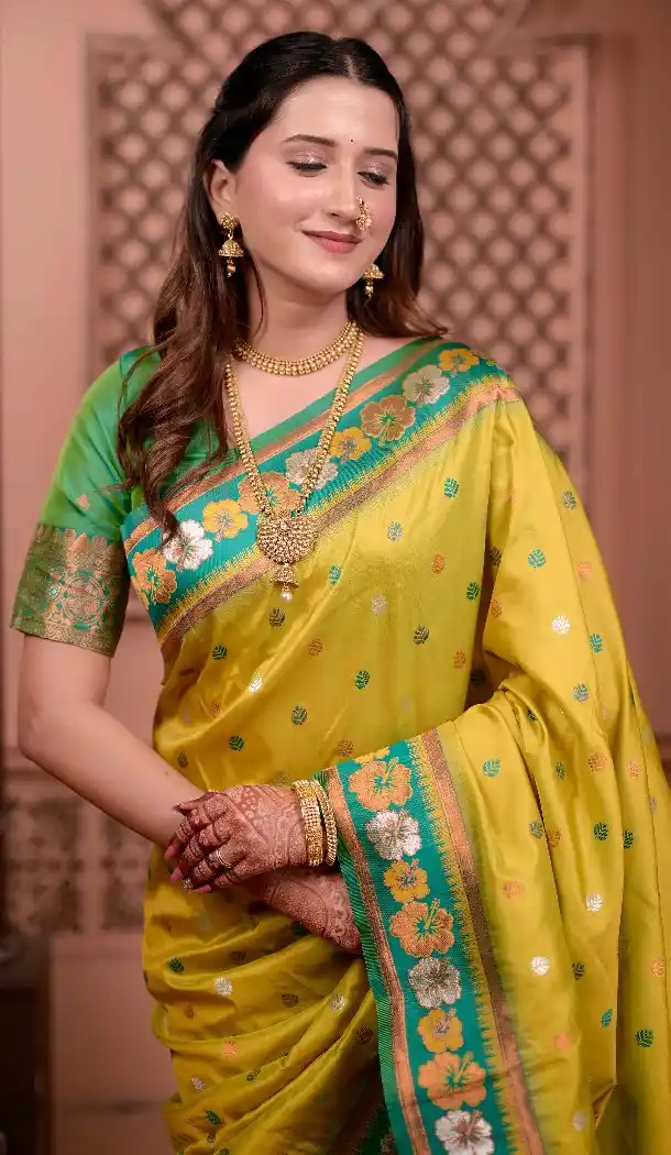 Yellow Soft Silk Zari Woven Party Wear Saree - 219657