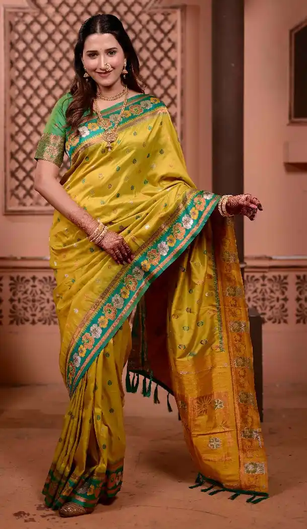 Yellow Soft Silk Zari Woven Party Wear Saree - 219657