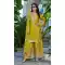 Yellow Chinon Designer Palazzo Suit with Sequence Work - 219670