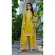Yellow Chinon Designer Palazzo Suit with Sequence Work - 219670