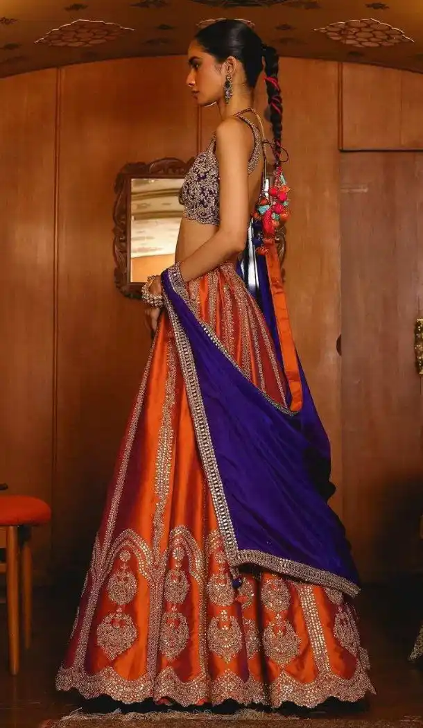 Orange Premium Silk Coding Work Lehenga Choli - 219674