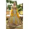 Grey Slub Silk Mirror Work Plus Size Party Wear Lehenga - 219675