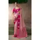 Pink Pure Satin Silk Embroidery Work Designer Saree - 219697