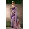 Shop Lavender Pure Satin Silk Designer Saree Plus Size - 219698